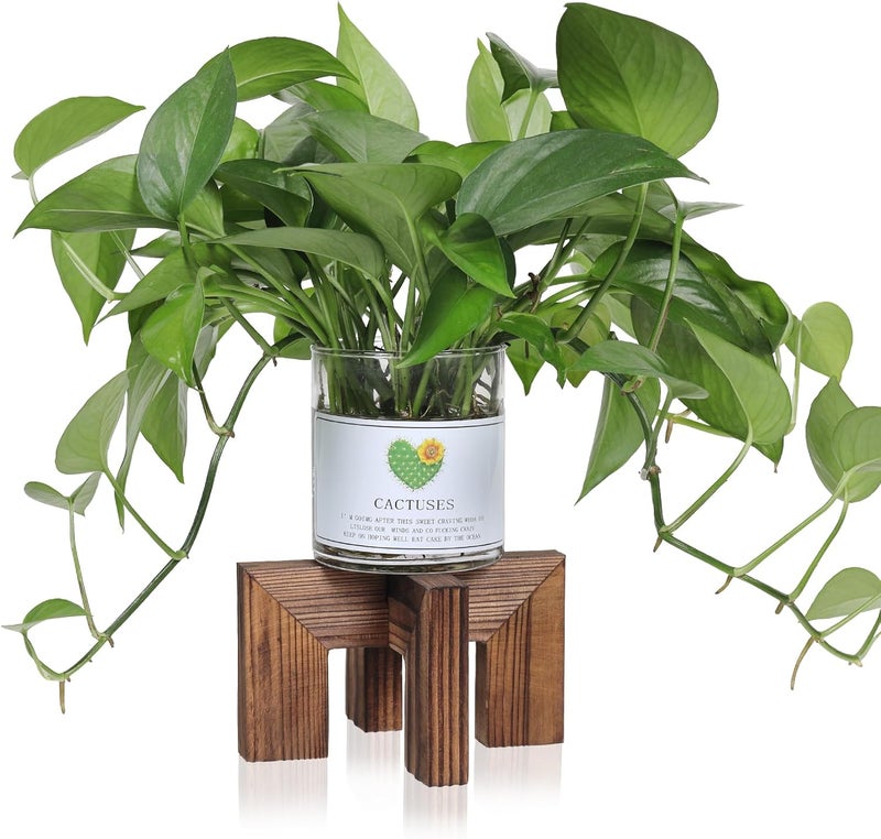 Vigordream Plant Stand, Indoor/Outdoor Wood Plant Holder, Single Flower Pot Stand, Sturdy Planter Stands (Walnut, Fit 2.5-6 inch pots) - Image 1